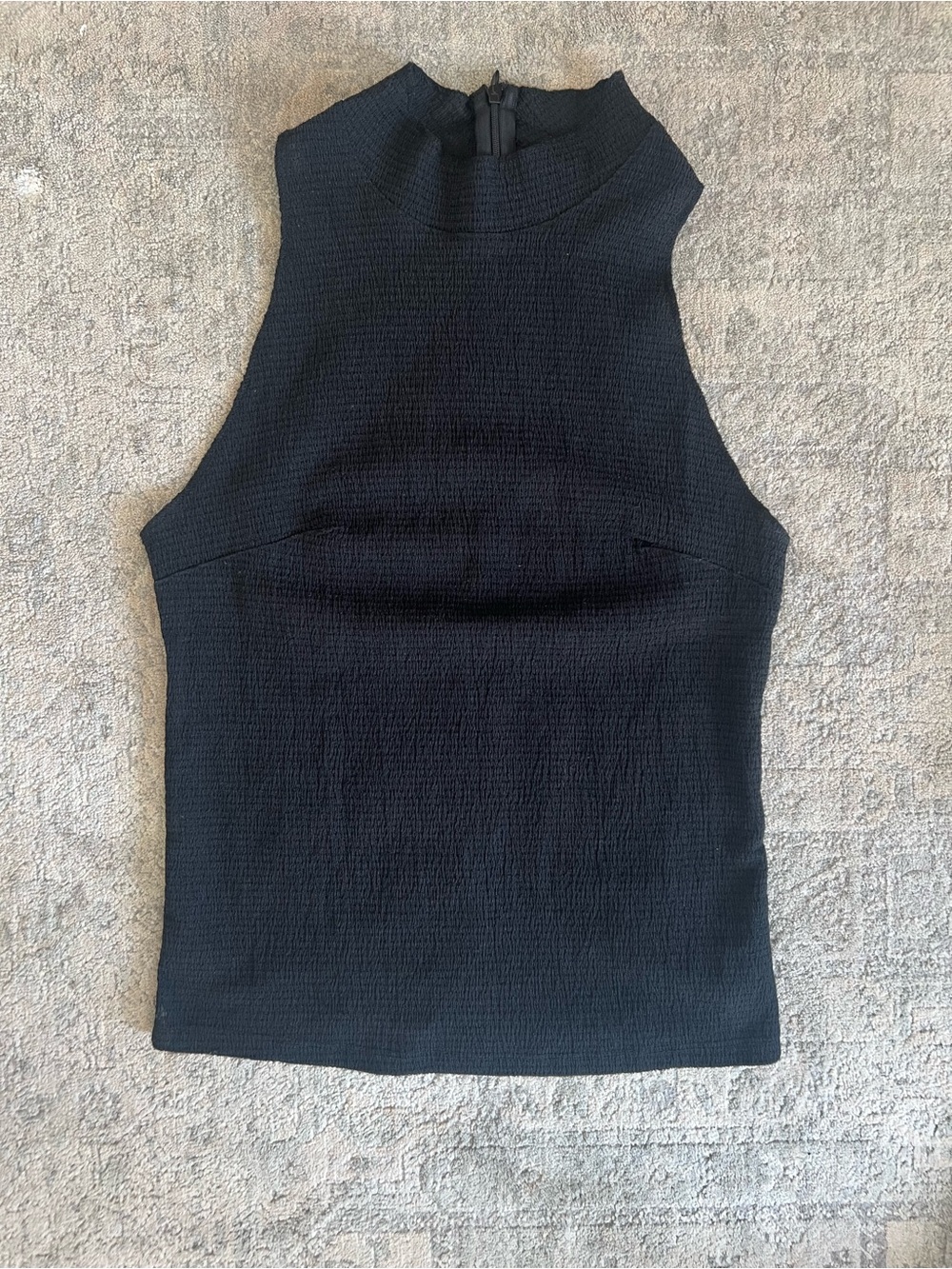 Zara Black Sleeveless Mock Neck Tank